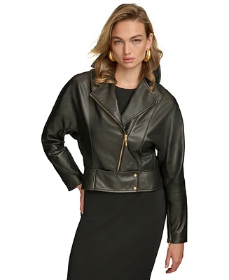 Donna Karan New York Women's Asymmetric Leather Moto Jacket