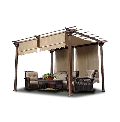 Yescom 2 Pcs 15.5x4 Ft Pergola Canopy Cover Replacement w/ Valance Outdoor Garden Tan