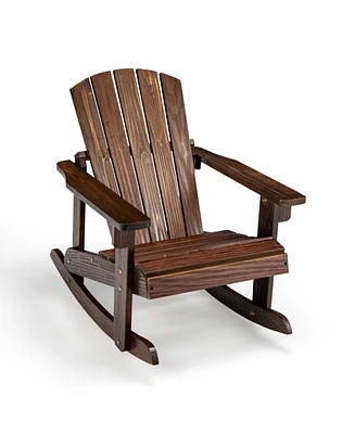 Slickblue Outdoor Wooden Kid Adirondack Rocking Chair with Slatted Seat