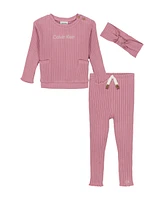 Calvin Klein Baby Girl Chunky Soft Ribbed Knit Pants Set