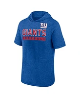 Fanatics Men's Heather Royal New York Giants Push Short Sleeve Pullover Hoodie