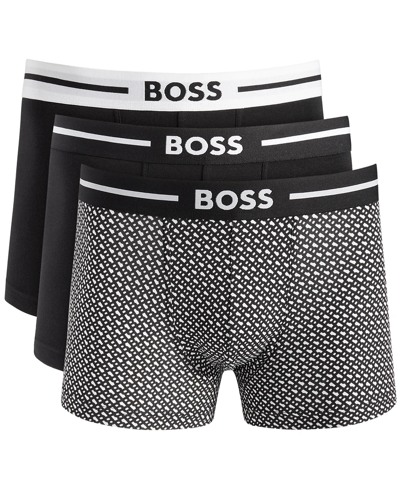 Boss by Hugo Boss Men's 3-Pk. Stretch Logo Waistband Trunks