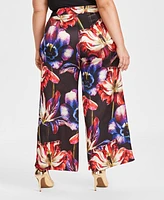 I.n.c. International Concepts Women's High-Rise Printed Satin Wide-Leg Pants, Created for Macy's