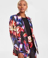 I.n.c. International Concepts Women's Printed Satin Blazer, Created for Macy's