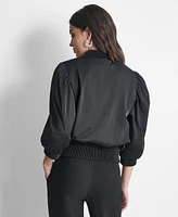 Dkny Women's High-Shine Sateen Puff-Sleeve Jacket