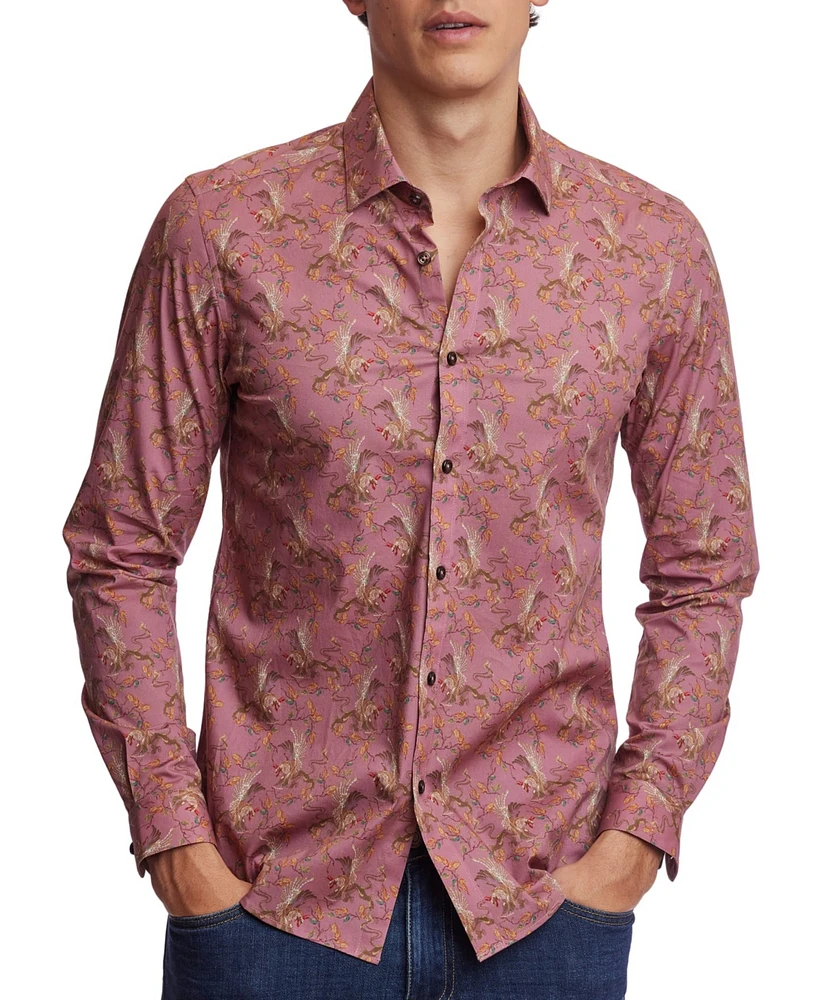 Paisley & Gray Men's Slim Fit Long Sleeve Button-Front Dragon Print Shirt