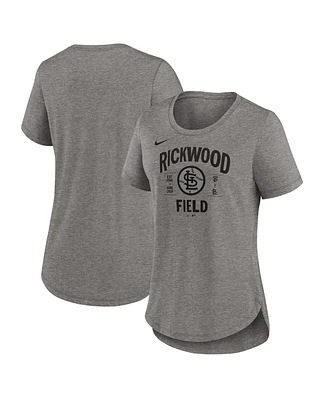 Nike Women's Heather Charcoal St. Louis Cardinals 2024 Rickwood Classic Tribute Tri-Blend Scoop Neck T-Shirt