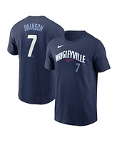 Nike Men's Dansby Swanson Navy Chicago Cubs City Connect Fuse Name Number T-Shirt