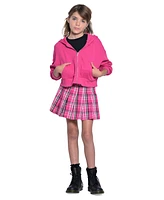 With Jules Big Girls Hooded Waffle Zip-Up Hoodie