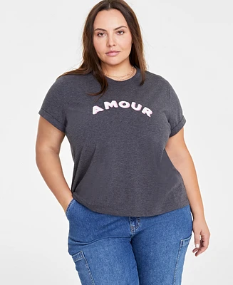 On 34th Trendy Plus Amour Graphic Crewneck T-Shirt, Created for Macy's