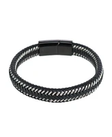 Trafalgar Loose Fit Esteban Black and Silver Braided Bracelet