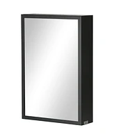 kleankin Bathroom Mirror with Storage Shelves Bathroom Wall Cabinet, Black