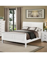 Streamdale Furniture Classic Louis Philipe Style White Full Size Bed 1 Piece Traditional Design Sleigh Bed