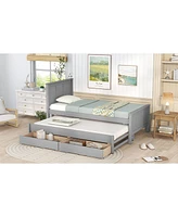 Streamdale Furniture Twin Size Platform Bed With Trundle And Drawers