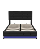 Streamdale Furniture Full Size Tufted Upholstered Platform Bed With Hydraulic Storage System