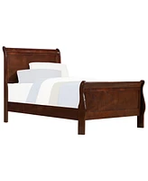 Streamdale Furniture Classic Louis Philipe Style Twin Size Bed Brown Cherry Finish 1 Piece Traditional Design Sleigh Bed