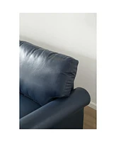 Streamdale Furniture Living Room Sofa Loveseat Chair Navy Blue Faux Leather