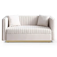 Streamdale Furniture Modern Beige Velvet Sofa Set with Pillows