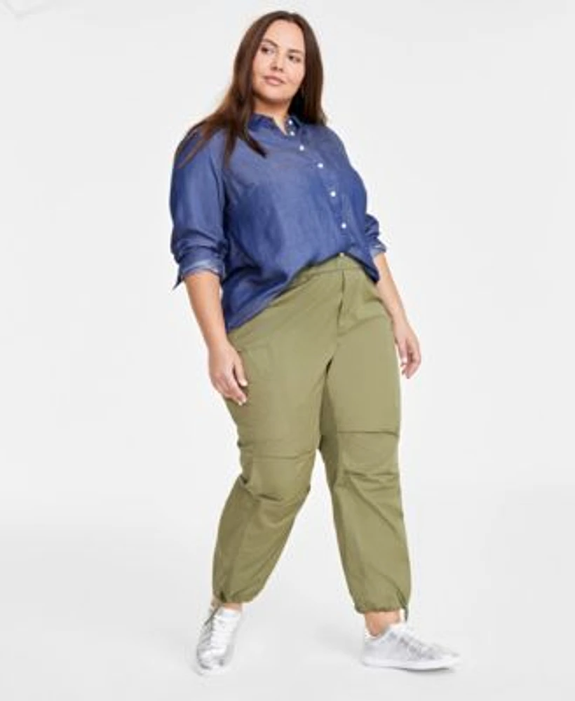 On 34th Trendy Plus Size Button Front Shirt Utility Pants Created For Macys