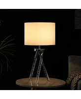 Streamdale Furniture 26.25" In Mid Century Birgit Led Acrylic Tapered Legs Silver Metal Table Lamp