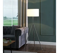 Streamdale Furniture 64" - 47" In Mid-Century Adjustable Tripod Chrome/Silver Metal Floor Lamp