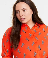 On 34th Trendy Plus Size Button-Front Crepe Shirt, Created for Macy's