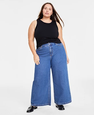 On 34th Plus High-Rise Wide-Leg Jeans, Created for Macy's