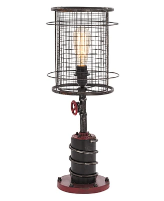 Rosemary Lane 25" Metal Industrial Inspired Accent Lamp with Wire Caged Lampshade