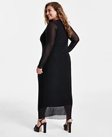 Bar Iii Trendy Plus Embellished Mesh Midi Dress, Created for Macy's