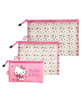 Hello Kitty Sanrio Quilt Pattern 3 Pack Travel Pouch Set