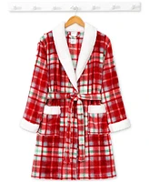 Holiday Lane Plush Printed Short Shawl-Collar Robe, Exclusively at Macy's