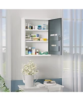 Kleankin Wall Medicine Cabinet with Lock, Medical Cabinet, White and Gray