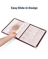 30 Pack 8.5x11 6 View 3 Page Menu Cover Burgundy Trim Trifold Transparent Volume