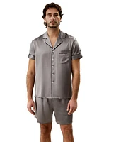 Lilysilk Men's 22 Momme Contrast Trim Short Silk Pajama Set for Men