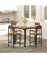 Homcom 5 Piece Contemporary Wooden Dinner Combination Furniture Square Flat Seating