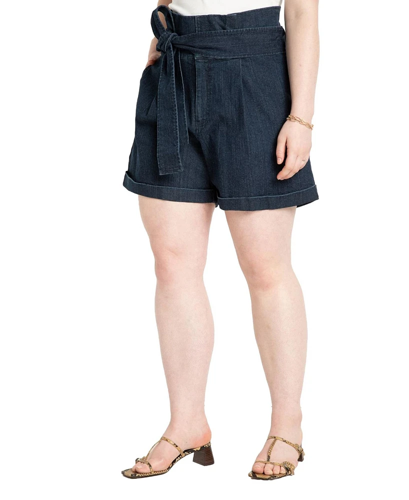 Eloquii Women's Plus Denim Shorts With Belt