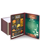 Yescom 30 Nontoxic Menu Cover 8.5x11 2 Page 4 View Double Fold Stitch Corner Restaurant