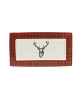 Slickblue Winter Plaid Deer Platter (Set of 2)