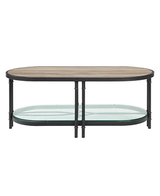 Simplie Fun Brantley Coffee Table in Oak & Sandy Black Finish