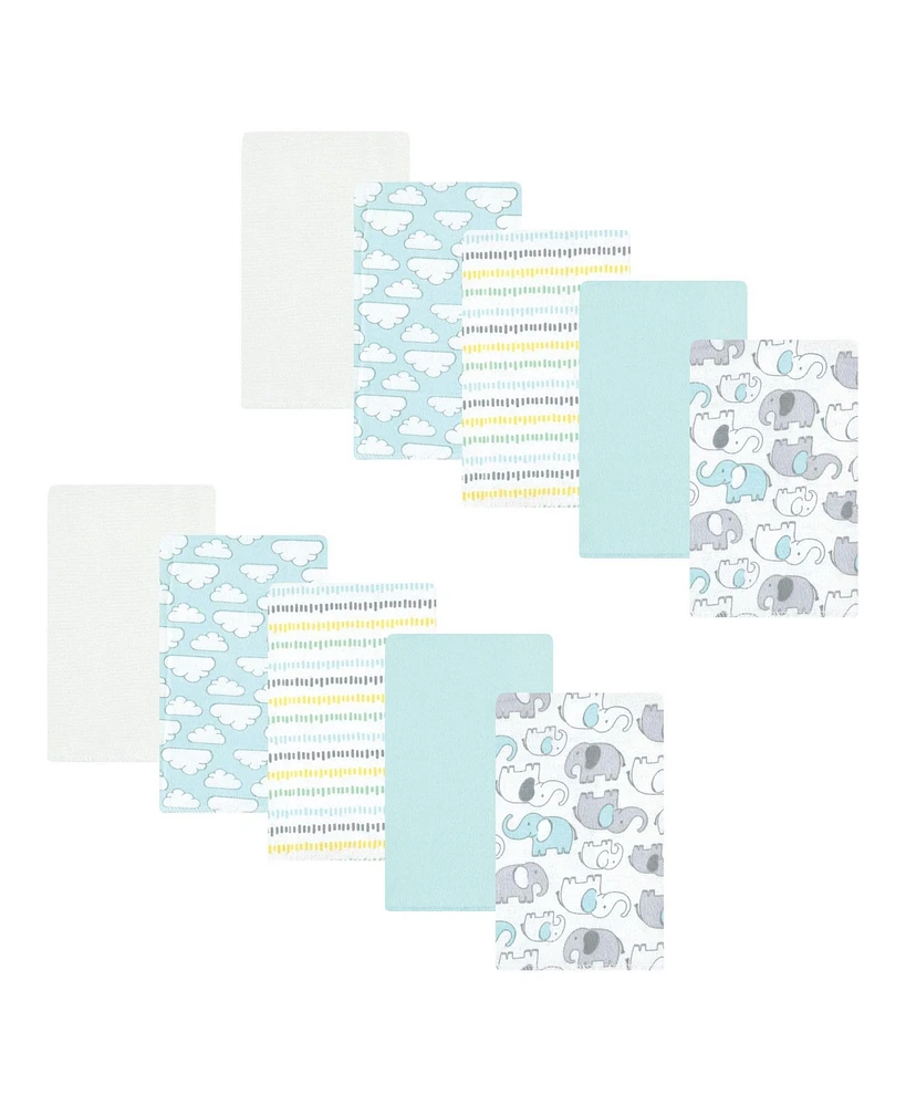 Hudson Baby Cotton Flannel Burp Cloths, 10-Pack, One Size