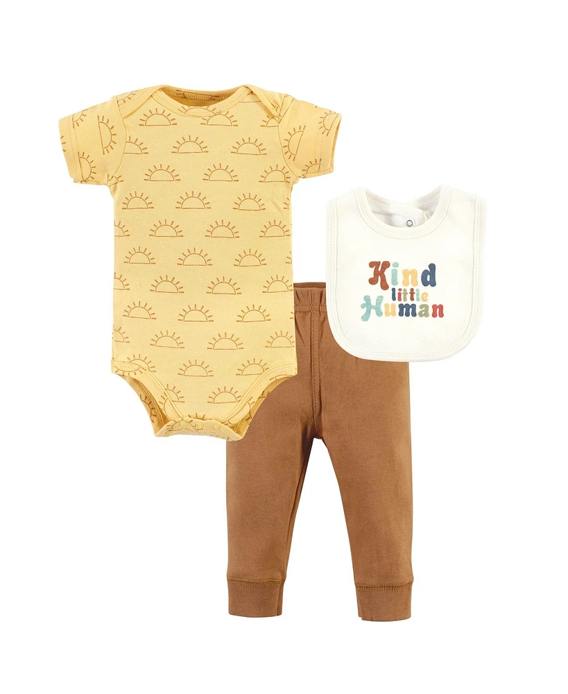 Hudson Baby Baby Boys Cotton Bodysuit, Pant and Bib Set