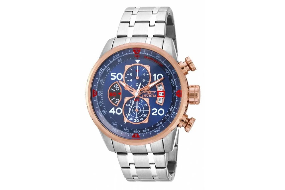 Invicta Men's Aviator Quartz Chronograph Blue Dial Stainless Steel Bracelet Watch