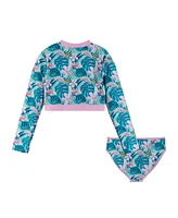 Andy & Evan Big Girls / Long Sleeve Green Rash Guard Set