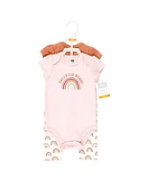 Hudson Baby Girls Cotton Bodysuit and Pant Set, Sunshine Rainbows Short-Sleeve, Newborn