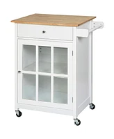 Homcom 27" Rolling Kitchen Island Cart Storage Cabinet Trolley Towel Rack w/ Drawer