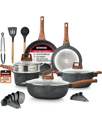 Bakken- Swiss Bakken-Swiss 14-Piece Kitchen Cookware Set – Granite Non-Stick Eco-Friendly for All Stoves & Oven-Safe