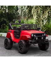 Aosom [battery] 12V Battery Powered Kids Ride On Car Off Road Truck Toy w/Remote Red