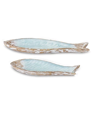 Slickblue Geometric Etched Fish Plate (Set of 2)