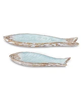 Slickblue Geometric Etched Fish Plate (Set of 2)