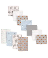 Luvable Friends Infant Boy Cotton Flannel Burp Cloths and Receiving Blankets, 11-Piece, Wild Free, One Size